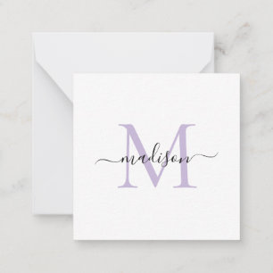Elegant Modern Feminine Monogram Script Purple Card