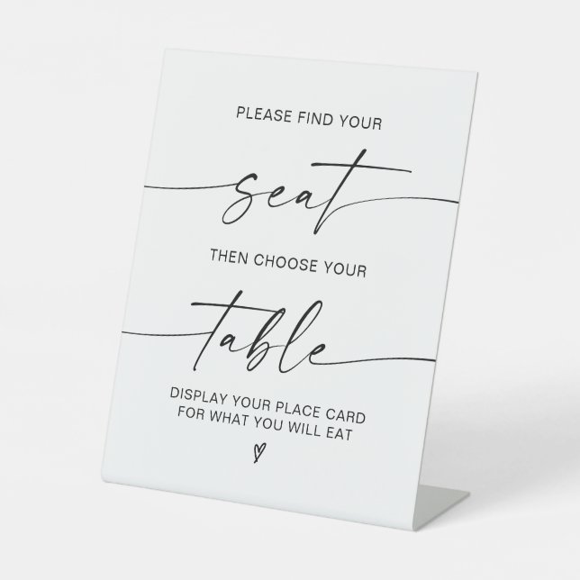 Elegant Modern Find your seat Wedding Seating Sign (Front)