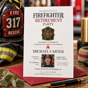 Elegant Modern Firefighter Retirement Celebration Invitation