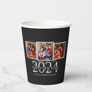 Elegant Modern Firework Happy New Year Three Photo Paper Cups