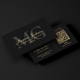 Elegant Modern Flooring Contractor Black Script Business Card