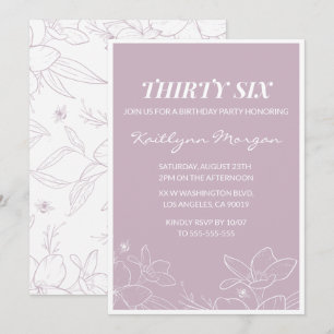 Elegant Modern Floral 36th birthday invitations