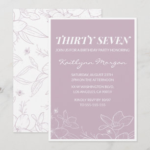 Elegant Modern Floral 37th birthday invitations