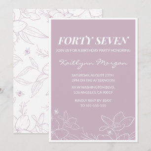 Elegant Modern Floral 47th birthday invitations