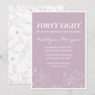 Elegant Modern Floral 48th birthday invitations