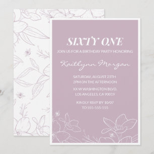 Elegant Modern Floral 61st birthday invitations