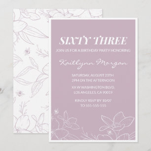 Elegant Modern Floral 63rd birthday invitations