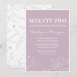 Elegant Modern Floral 72nd birthday invitations