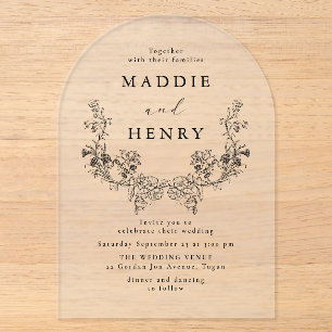 Elegant Modern Floral Acrylic Wedding Invitation