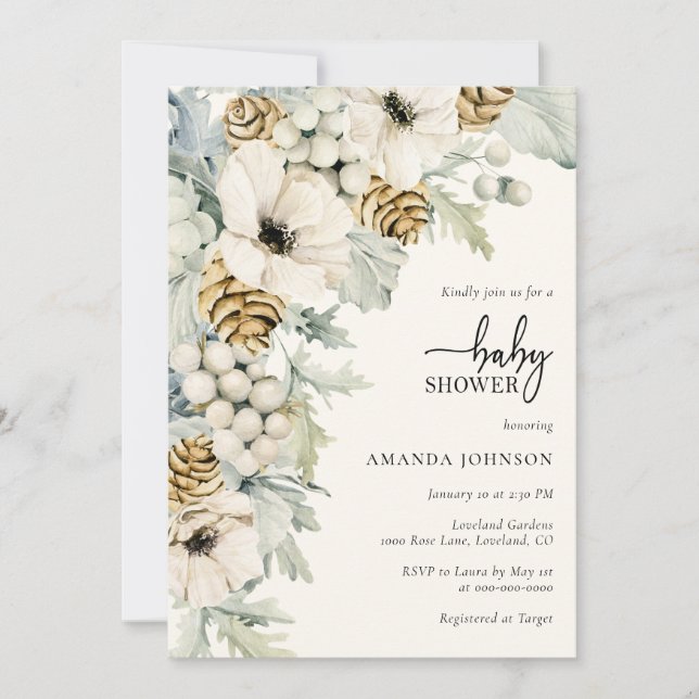Elegant Modern Floral Baby Shower Invitation (Front)