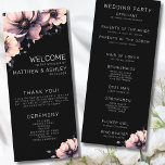 Elegant Modern Floral Blush Pink Wedding Programme<br><div class="desc">Cute and simple modern pink, black and white flower wedding design. A classic but whimsical look with pink, black, grey and cream coloured flowers with light grey fonts and modern lettering. Edit all of the text to your own information. You can even change out the background colour to anything you...</div>