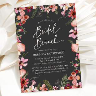 Elegant Modern Floral Bridal Brunch Shower Invitation