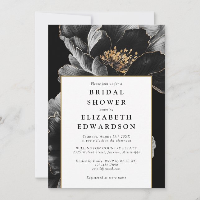 Elegant Modern Floral Chic Bridal Shower Invitation (Front)