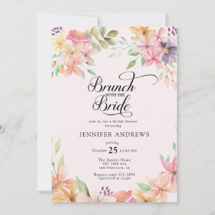 Elegant Modern Floral Classic Bridal Shower Brunch Invitation