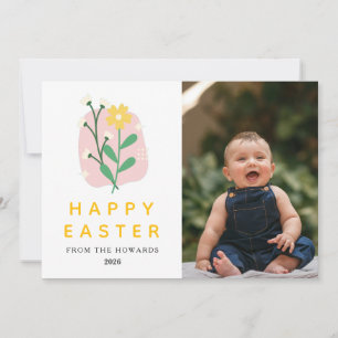 Elegant Modern Floral Easter   Happy Easter Photo Holiday Card