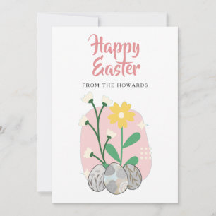 Elegant Modern Floral Easter   Happy Easter Photo Holiday Card