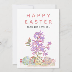 Elegant Modern Floral Easter Happy Easter Photo Holiday Card