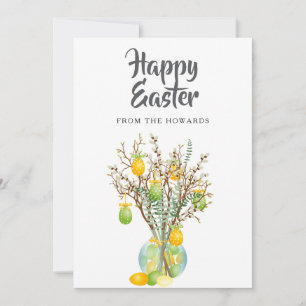 Elegant Modern Floral Easter   Happy Easter Photo Holiday Card