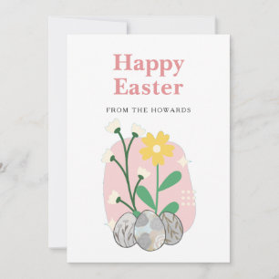 Elegant Modern Floral Easter   Happy Easter Photo Holiday Card