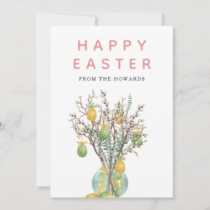 Elegant Modern Floral Easter Happy Easter Photo Holiday Card