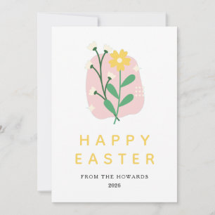 Elegant Modern Floral Easter Happy Easter Photo Holiday Card