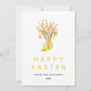 Elegant Modern Floral Easter   Happy Easter Photo Holiday Card