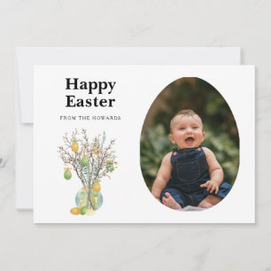 Elegant Modern Floral Easter   Happy Easter Photo Holiday Card