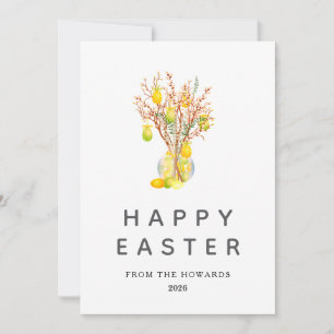 Elegant Modern Floral Easter   Happy Easter Photo Holiday Card