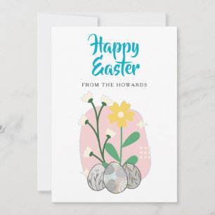 Elegant Modern Floral Easter   Happy Easter Photo Holiday Card
