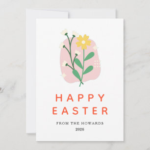 Elegant Modern Floral Easter Happy Easter Photo Holiday Card
