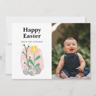 Elegant Modern Floral Easter   Happy Easter Photo Holiday Card