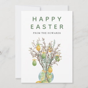 Elegant Modern Floral Easter Happy Easter Photo Holiday Card
