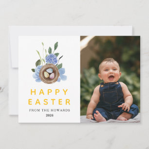 Elegant Modern Floral Easter   Happy Easter Photo Holiday Card