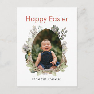 Elegant Modern Floral Easter   Happy Easter Photo Holiday Postcard