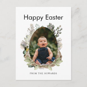 Elegant Modern Floral Easter   Happy Easter Photo Holiday Postcard