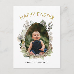 Elegant Modern Floral Easter   Happy Easter Photo Holiday Postcard