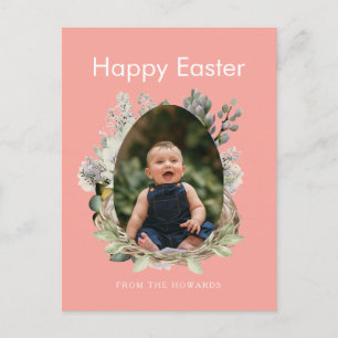 Elegant Modern Floral Easter   Happy Easter Photo Holiday Postcard
