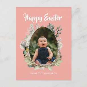 Elegant Modern Floral Easter   Happy Easter Photo Holiday Postcard
