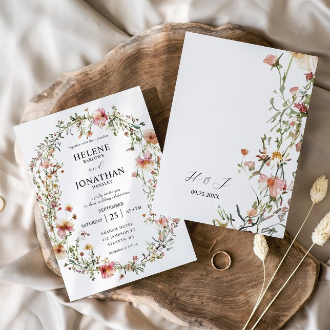 Elegant Modern Floral Garden Wildflower Wedding Invitation (Elegant Modern Floral Garden Wildflower Wedding Invitation)