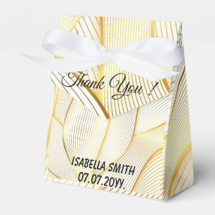 Elegant Modern Floral Gold White Line Collection Favour Box