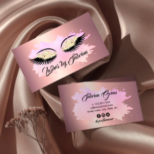 Elegant modern floral lashes rose gold business card