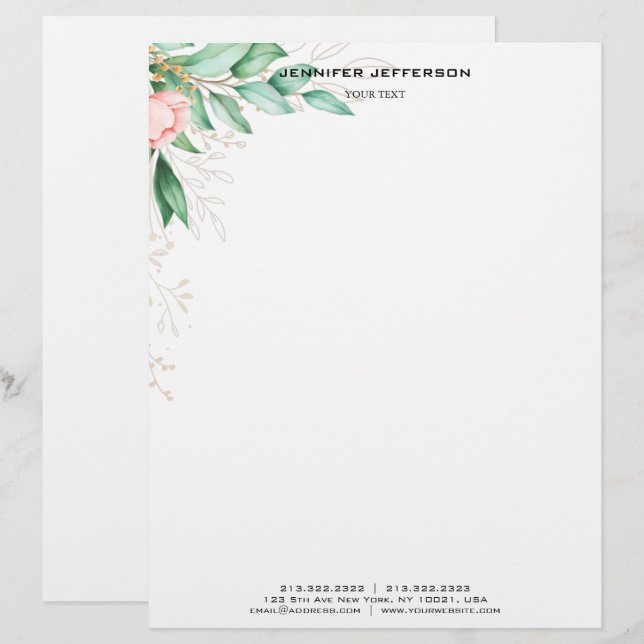 Elegant Modern Floral Letterhead (Front/Back)