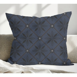 Elegant Modern Floral Pattern Blue Cushion