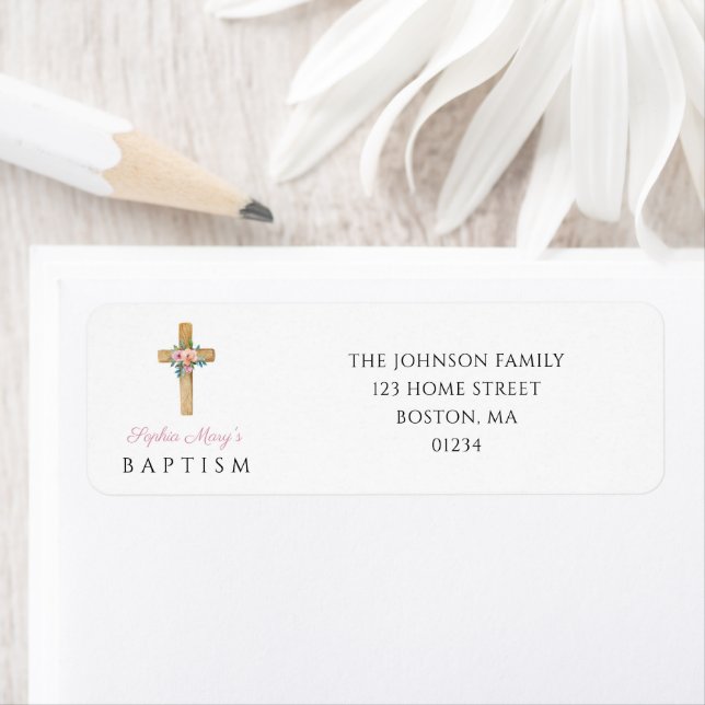 Elegant Modern Floral Religious Cross Baptism (Insitu)