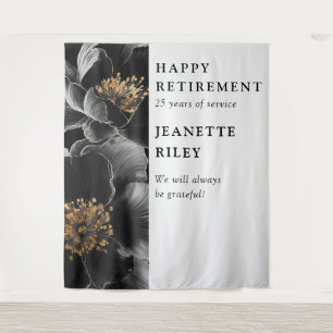 Elegant Modern Floral Retirement Party Backdrop Tapestry