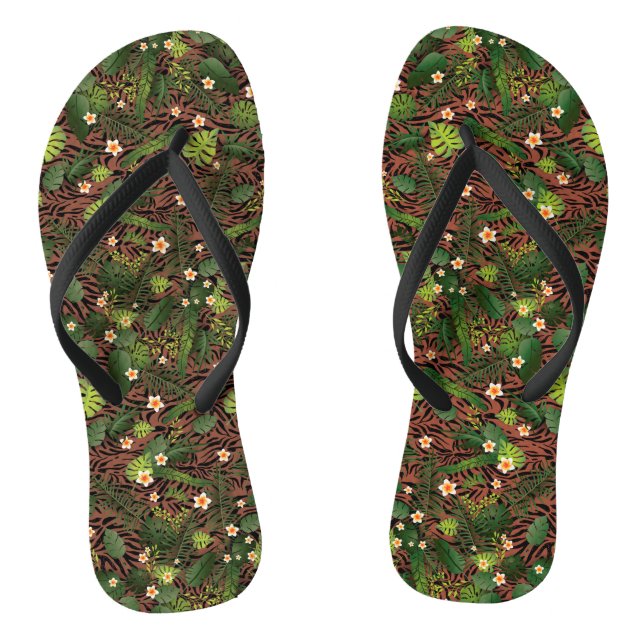 Elegant Modern Floral Rose Flip Flops (Footbed)