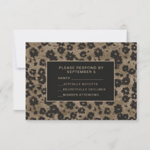 Elegant Modern Floral RSVP Card Brown Black