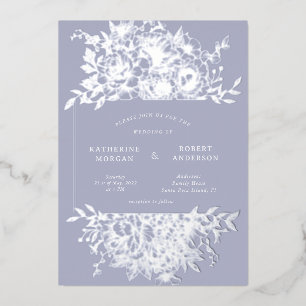 Elegant Modern Floral Wedding Foil Invitation