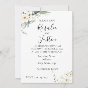 Elegant Modern Floral Wedding Invitation