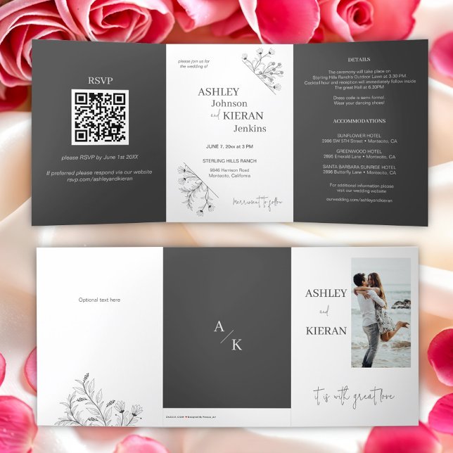 Elegant Modern Floral Wedding Invitation (Creator Uploaded)